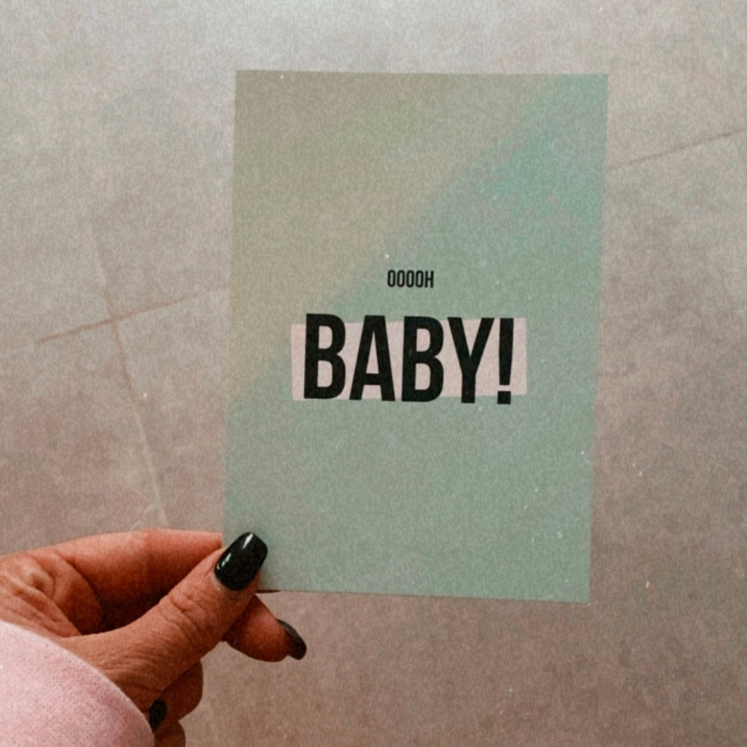 Postkaart 'Ooooh baby' Blauw